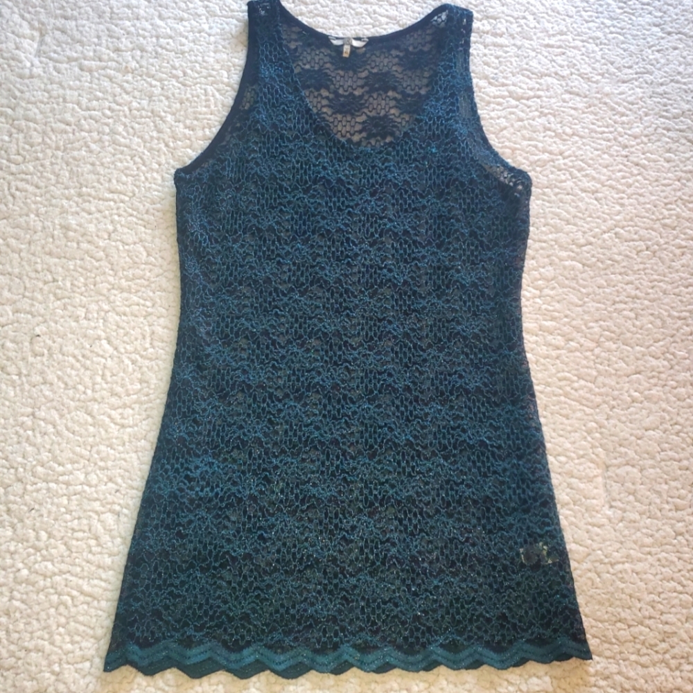 The Buckle Lace Green Black Top/Dress XL